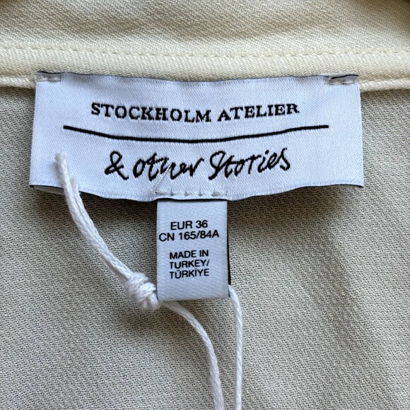 & Other Stories Collared Wrap Cropped Top Women's EU 36 White Belted NWT *Flaw* - Picture 5 of 9